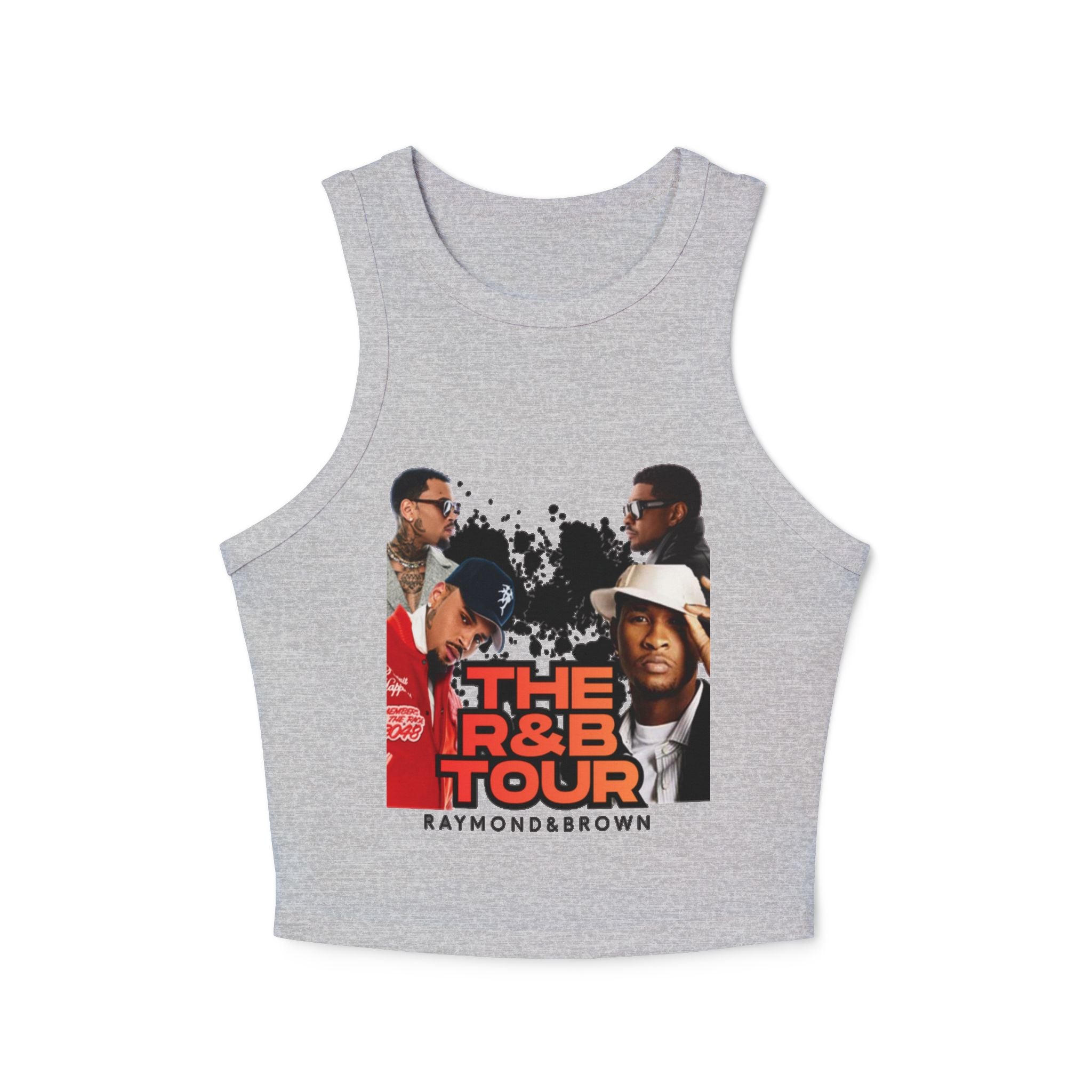 R&B Tour Splatter Graphic Racer Tank Top — Women's Cropped Tank