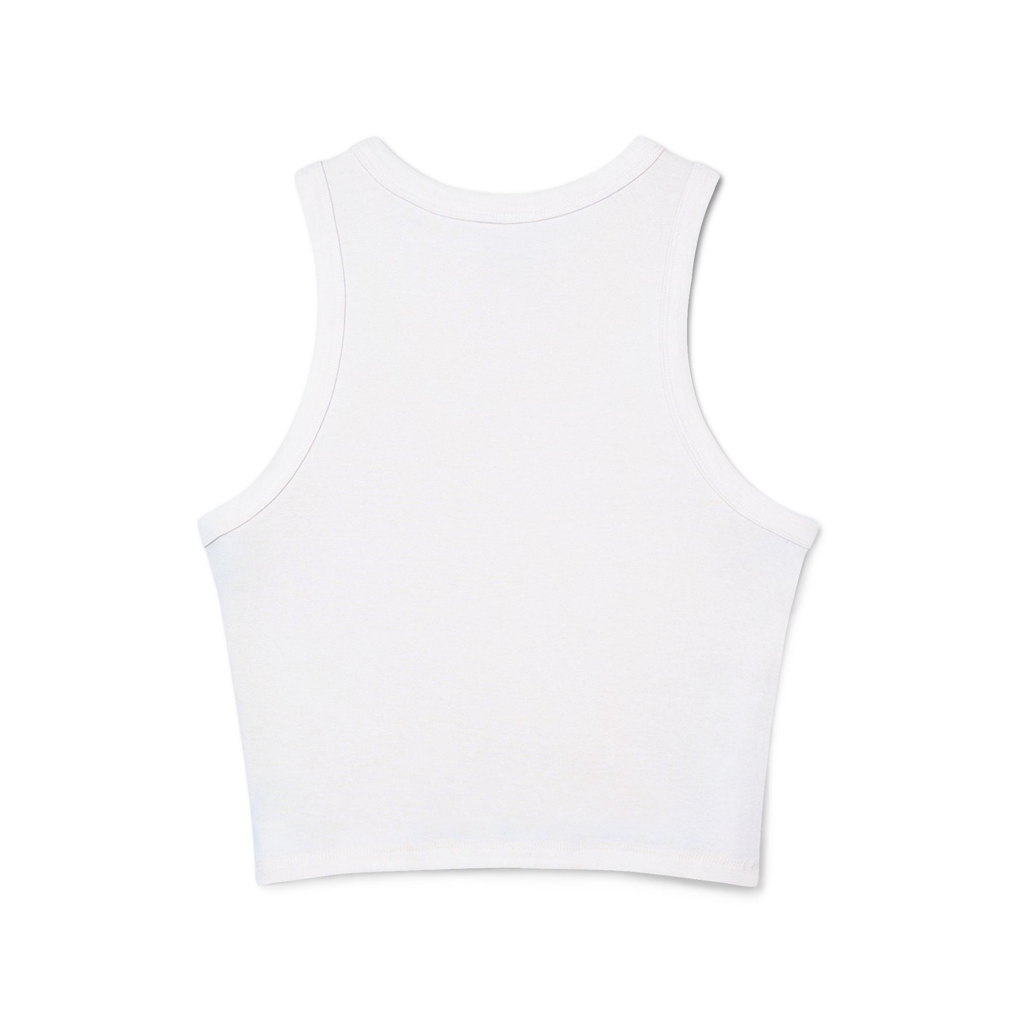 R&B Mic Check Rib Racer Tank Top — Vintage Tour Collage Graphic
