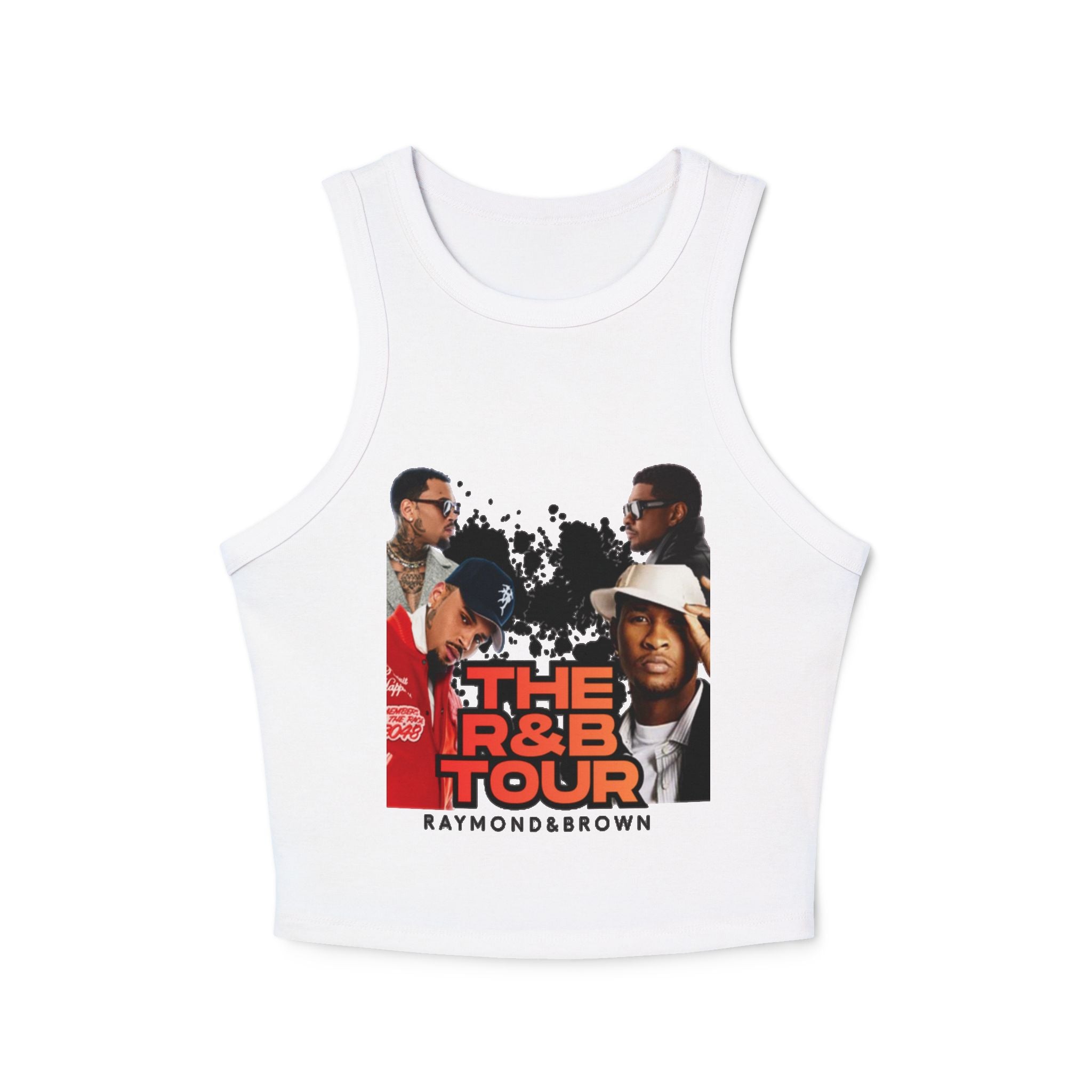 R&B Tour Splatter Graphic Racer Tank Top — Women's Cropped Tank