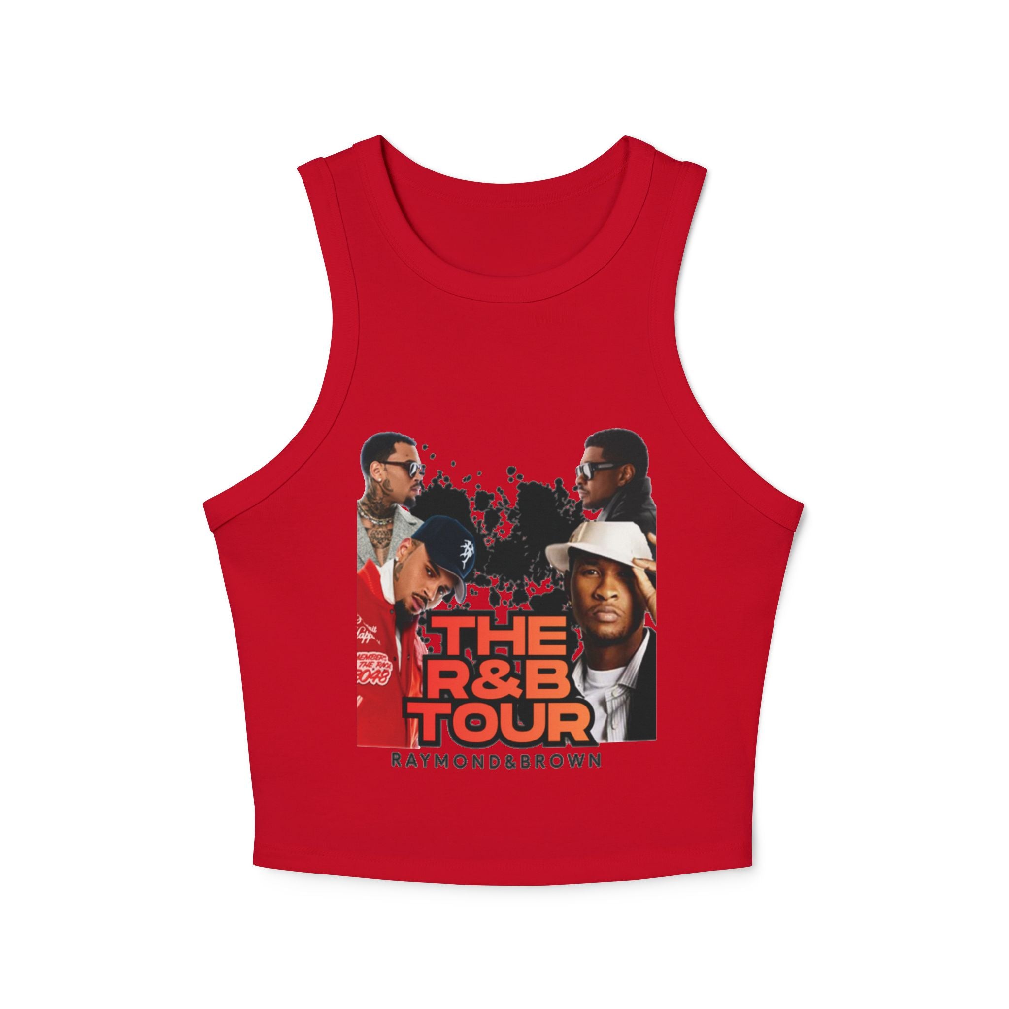 R&B Tour Splatter Graphic Racer Tank Top — Women's Cropped Tank